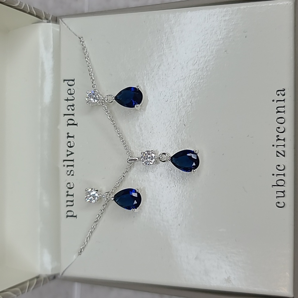 Sparkle Allure Elegant 2-pc Cubic Zirconia Pear Pendant Necklace/Earring Set NWT